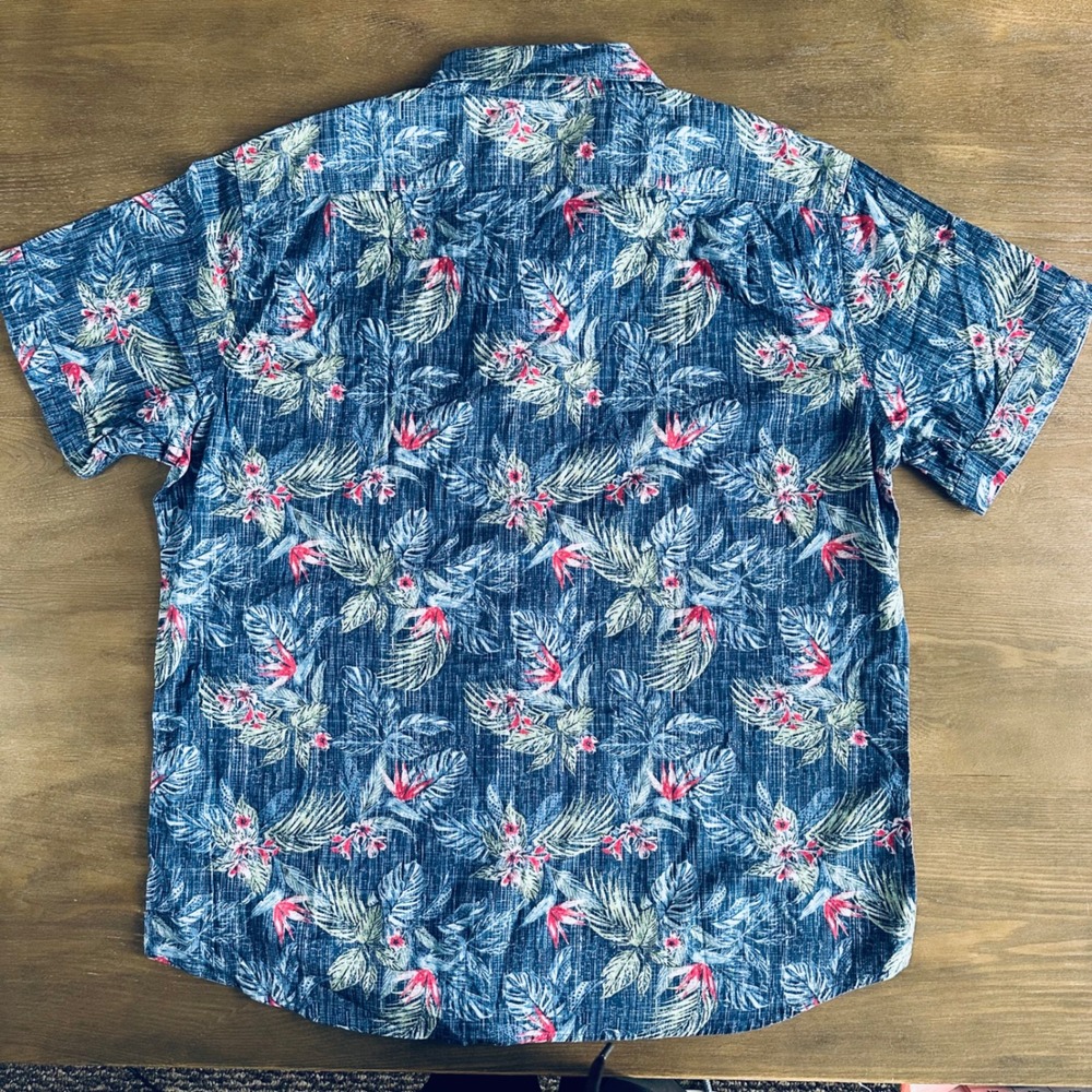 IZOD Saltwater Mens XXL‎ Blue Tropical Bird of Paradise Cotton Shirt 46IZSHB1ER - Picture 8 of 8